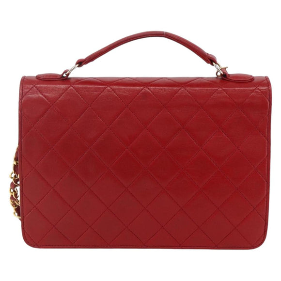 CHANEL Matelasse 23 Double Turn Lock Ketten-Tasche Lammleder Rot CC Auth 166468SAM