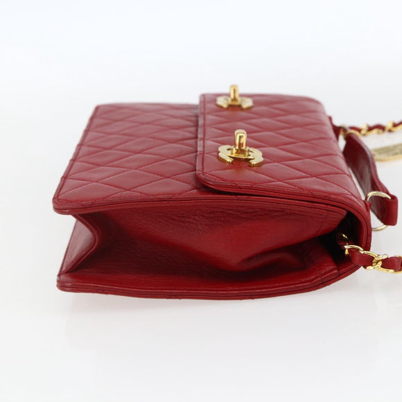 CHANEL Matelasse 23 Double Turn Lock Ketten-Tasche Lammleder Rot CC Auth 166468SAM