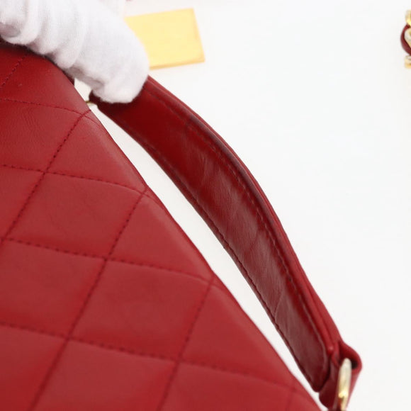 CHANEL Matelasse 23 Double Turn Lock Ketten-Tasche Lammleder Rot CC Auth 166468SAM