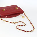 CHANEL Matelasse 23 Double Turn Lock Ketten-Tasche Lammleder Rot CC Auth 166468SAM-8