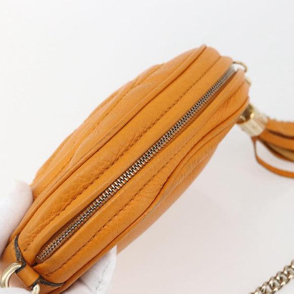 GUCCI Soho Chain Shoulder Bag Suede Leather Orange Gold 353965 Auth 166472