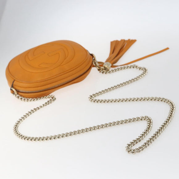 GUCCI Soho Chain Shoulder Bag Suede Leather Orange Gold 353965 Auth 166472