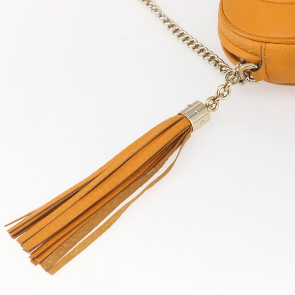 GUCCI Soho Chain Shoulder Bag Suede Leather Orange Gold 353965 Auth 166472
