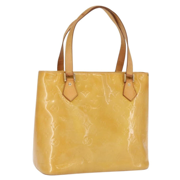 LOUIS VUITTON Monogram Vernis Houston Hand Bag Beige M91004 LV Auth 166558