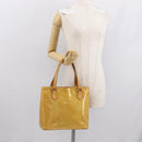 LOUIS VUITTON Monogram Vernis Houston Hand Bag Beige M91004 LV Auth 166558-25
