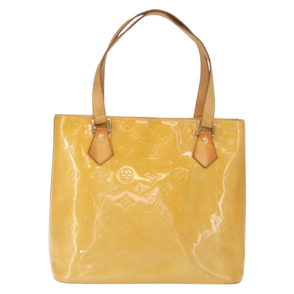 LOUIS VUITTON Monogram Vernis Houston Hand Bag Beige M91004 LV Auth 166558