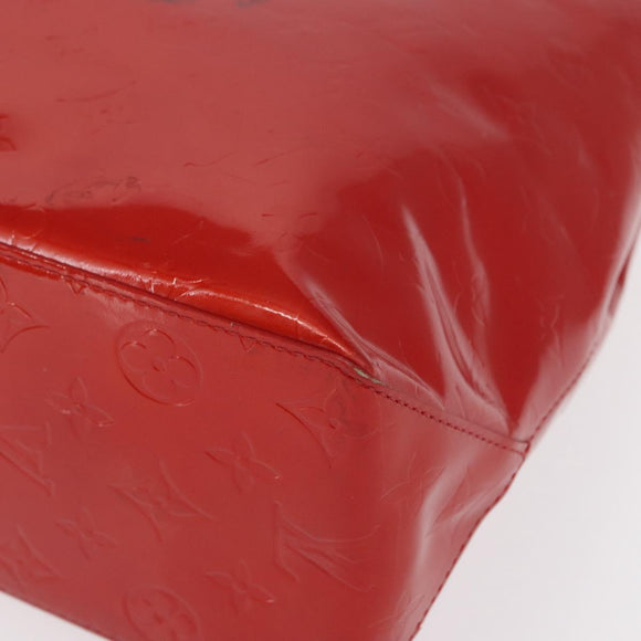 LOUIS VUITTON Monogram Vernis Reade MM Hand Bag Red Rouge M91086 LV Auth 166560