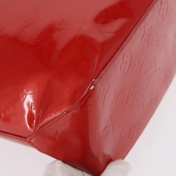 LOUIS VUITTON Monogram Vernis Reade MM Hand Bag Red Rouge M91086 LV Auth 166560