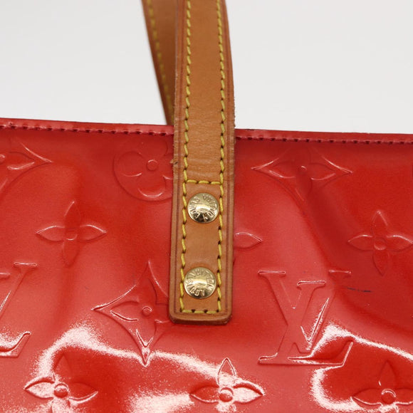 LOUIS VUITTON Monogram Vernis Reade MM Hand Bag Red Rouge M91086 LV Auth 166560