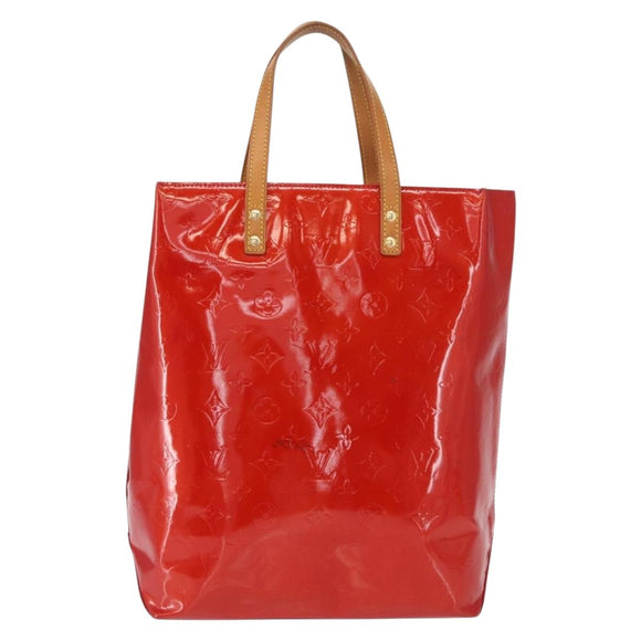 LOUIS VUITTON Monogram Vernis Reade MM Hand Bag Red Rouge M91086 LV Auth 166560