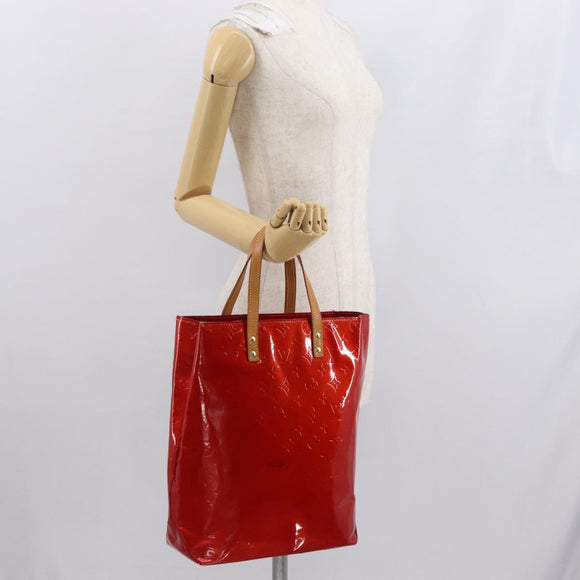 LOUIS VUITTON Monogram Vernis Reade MM Hand Bag Red Rouge M91086 LV Auth 166560