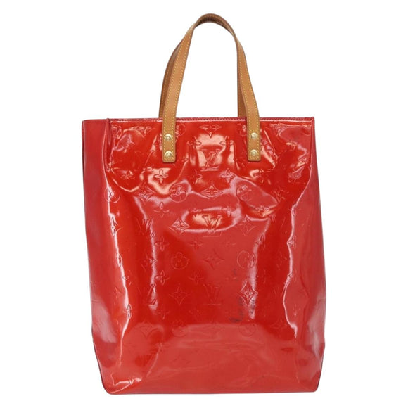 LOUIS VUITTON Monogram Vernis Reade MM Hand Bag Red Rouge M91086 LV Auth 166560