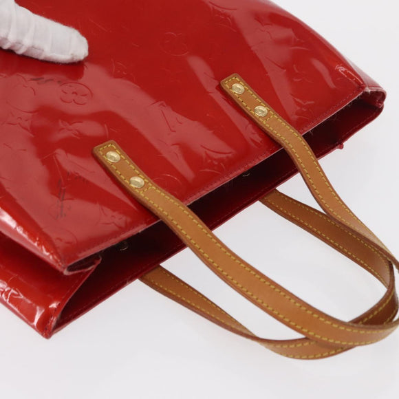 LOUIS VUITTON Monogram Vernis Reade MM Hand Bag Red Rouge M91086 LV Auth 166560
