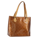 LOUIS VUITTON Monogram Vernis Houston Hand Bag Bronze M91122 LV Auth 166610-1