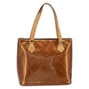 LOUIS VUITTON Monogram Vernis Houston Hand Bag Bronze M91122 LV Auth 166610-3