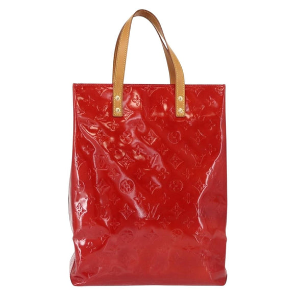LOUIS VUITTON Monogram Vernis Reade MM Hand Bag Red Rouge M91086 LV Auth 166613