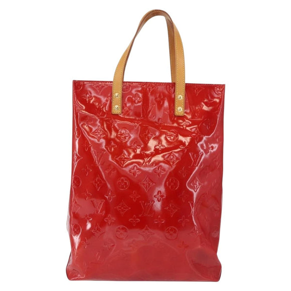 LOUIS VUITTON Monogram Vernis Reade MM Hand Bag Red Rouge M91086 LV Auth 166613