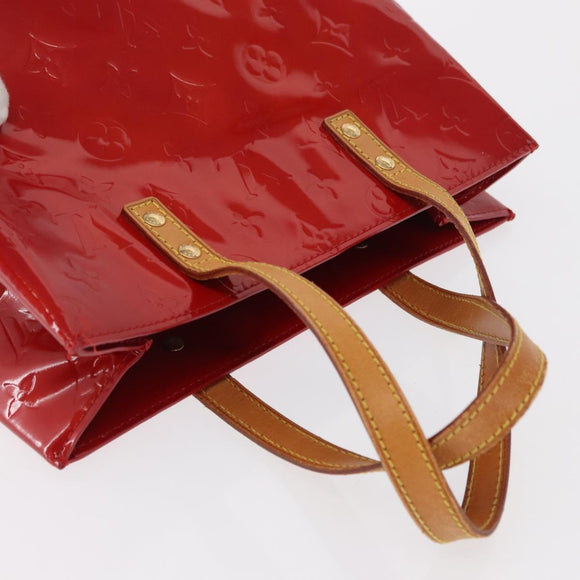 LOUIS VUITTON Monogram Vernis Reade MM Hand Bag Red Rouge M91086 LV Auth 166613