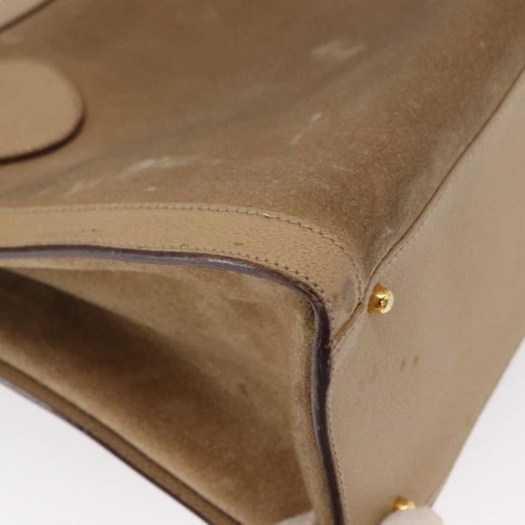 GUCCI Bamboo Hand Bag Suede Beige Gold 002 1186 0260 Auth 166618
