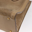 GUCCI Bamboo Hand Bag Suede Beige Gold 002 1186 0260 Auth 166618-13