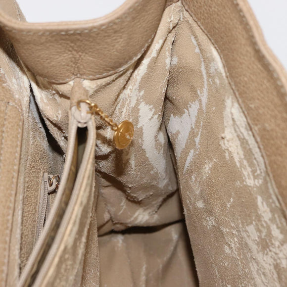 GUCCI Bamboo Hand Bag Suede Beige Gold 002 1186 0260 Auth 166618