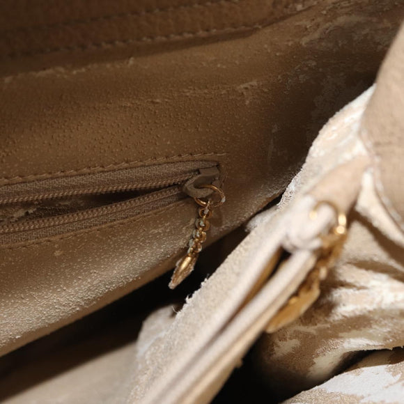 GUCCI Bamboo Hand Bag Suede Beige Gold 002 1186 0260 Auth 166618