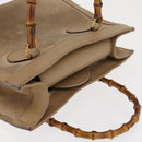 GUCCI Bamboo Hand Bag Suede Beige Gold 002 1186 0260 Auth 166618-6