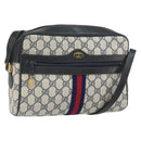 GUCCI GG Supreme Sherry Line Bag PVC Navy Gold Red 001 4071 5 Auth 166620-1