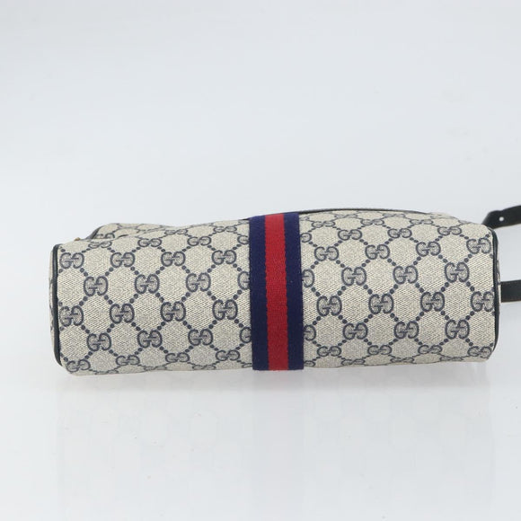 GUCCI GG Supreme Sherry Line Bag PVC Navy Gold Red 001 4071 5 Auth 166620