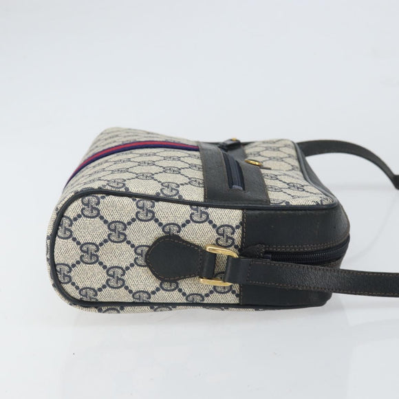 GUCCI GG Supreme Sherry Line Bag PVC Navy Gold Red 001 4071 5 Auth 166620