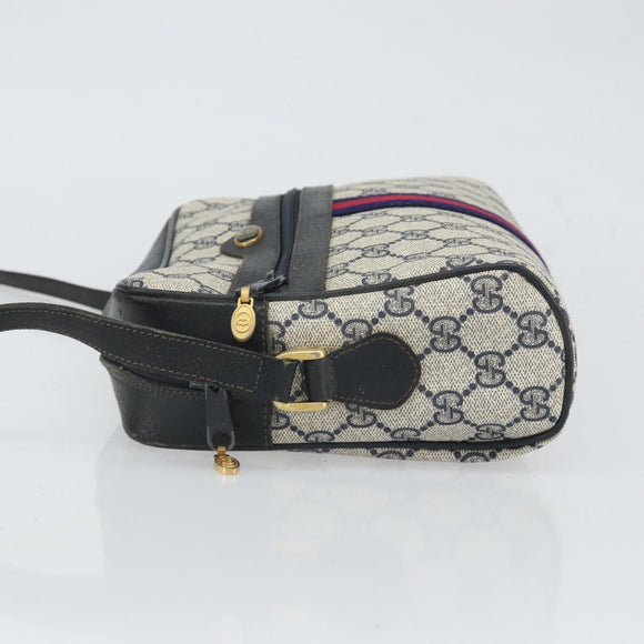 GUCCI GG Supreme Sherry Line Bag PVC Navy Gold Red 001 4071 5 Auth 166620