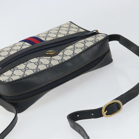 GUCCI GG Supreme Sherry Line Bag PVC Navy Gold Red 001 4071 5 Auth 166620