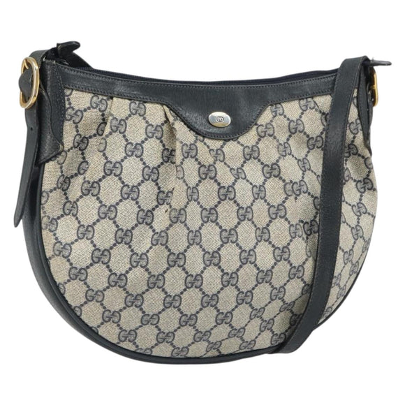 GUCCI GG Supreme Shoulder Bag PVC Navy Gold 41 02 058 Auth 166621