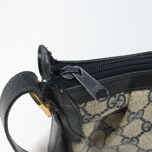 GUCCI GG Supreme Shoulder Bag PVC Navy Gold 41 02 058 Auth 166621
