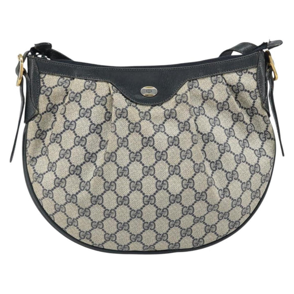 GUCCI GG Supreme Shoulder Bag PVC Navy Gold 41 02 058 Auth 166621
