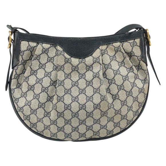 GUCCI GG Supreme Shoulder Bag PVC Navy Gold 41 02 058 Auth 166621