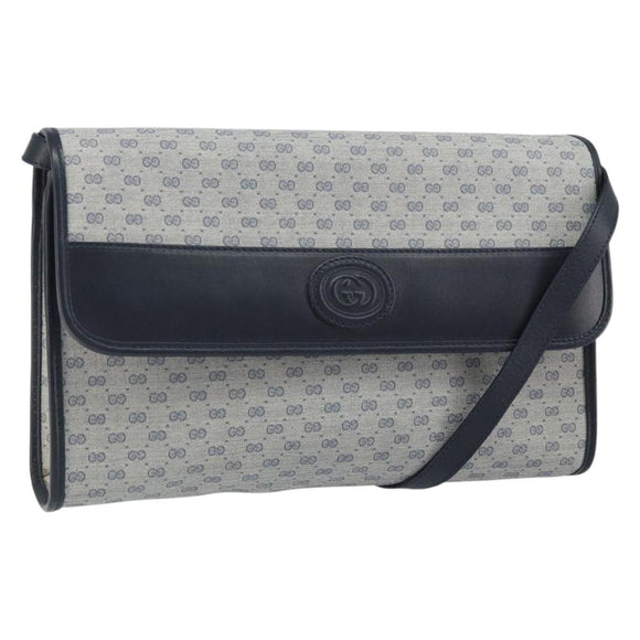 GUCCI Micro GG Supreme Shoulder Bag PVC Navy Gold 004 58 0264 Auth 166623