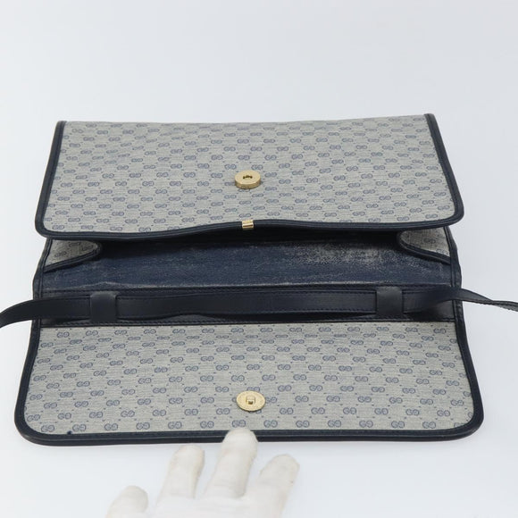 GUCCI Micro GG Supreme Shoulder Bag PVC Navy Gold 004 58 0264 Auth 166623