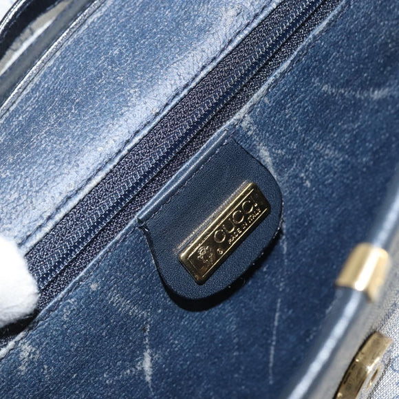 GUCCI Micro GG Supreme Shoulder Bag PVC Navy Gold 004 58 0264 Auth 166623