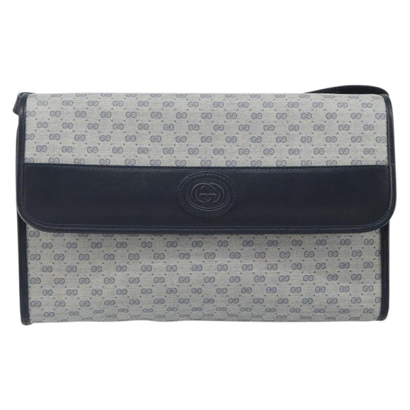 GUCCI Micro GG Supreme Shoulder Bag PVC Navy Gold 004 58 0264 Auth 166623