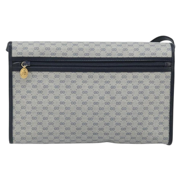 GUCCI Micro GG Supreme Shoulder Bag PVC Navy Gold 004 58 0264 Auth 166623
