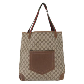 GUCCI GG Supreme Web Sherry Line Bag PVC Beige Gold Red 002 904 0222 Auth 166624 - 0