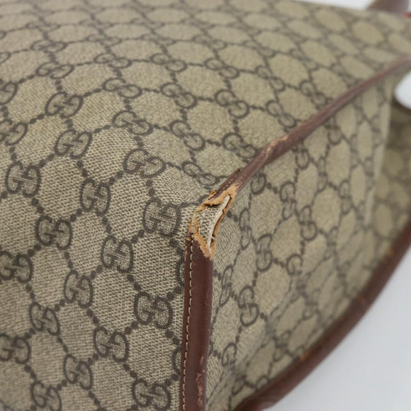 GUCCI GG Supreme Web Sherry Line Tote Bag PVC Beige Goud Rood 211135 Auth 166626