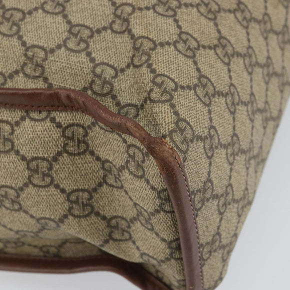 GUCCI GG Supreme Web Sherry Line Tote Bag PVC Beige Gold Red 211135 Auth 166626