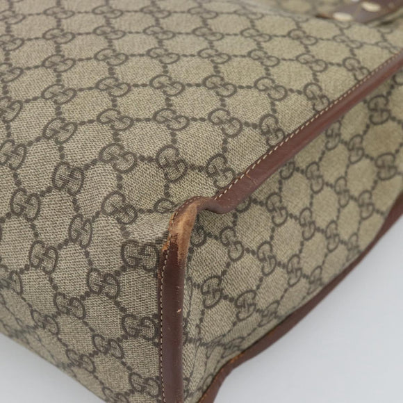 GUCCI GG Supreme Web Sherry Line Tote Bag PVC Beige Goud Rood 211135 Auth 166626