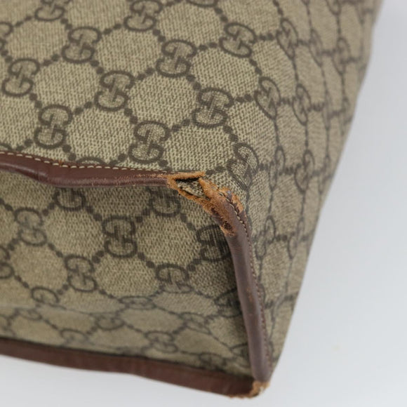 GUCCI GG Supreme Web Sherry Line Tote Bag PVC Beige Gold Red 211135 Auth 166626