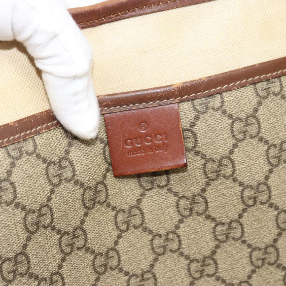 GUCCI GG Supreme Web Sherry Line Tote Bag PVC Beige Goud Rood 211135 Auth 166626
