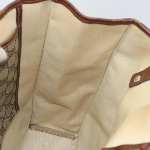 GUCCI GG Supreme Web Sherry Line Tote Bag PVC Beige Gold Red 211135 Auth 166626