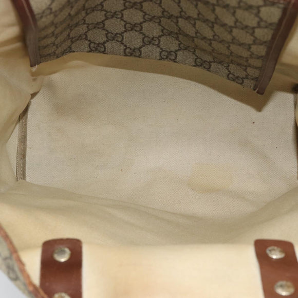GUCCI GG Supreme Web Sherry Line Tote Bag PVC Beige Goud Rood 211135 Auth 166626