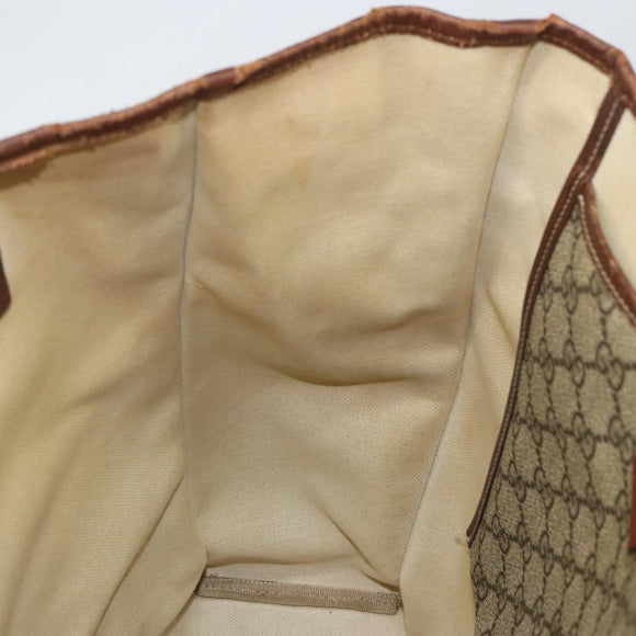 GUCCI GG Supreme Web Sherry Line Tote Bag PVC Beige Gold Red 211135 Auth 166626